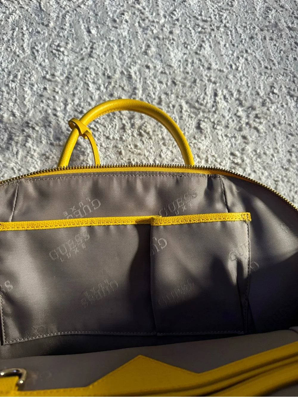 GUESS Yellow Dome Satchel with Top Handles - Picture 5 of 7